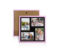 Alison Kingsgate Pink 12x12 Photo frames for multiple pictures - 4 Apertures Collage Frame with Black Mount - Holds (4x) 6x4 Photos - Engineered Wood & Perspex