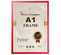 Alison Kingsgate Premium A1 Frame Red In Size 59.4 x 84.1 cm Red Frame - A1 Photo Frame with Clear Perspex Front & Wall Mounting to Hang Portrait or Landscape (Red)