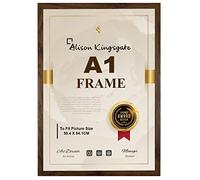 Alison Kingsgate Premium Walnut A1 Frame - 59.4 x 84.1 cm, Clear Perspex Front, Wall Mounting for Portrait or Landscape