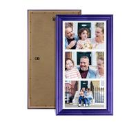 Alison Kingsgate Purple 16x8 Photo frames for multiple pictures- 3 Apertures Collage Frame with White Mount - Holds (3x) 7x5 Photos - Engineered Wood & Perspex