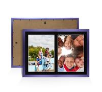 Alison Kingsgate Purple 20x14 Photo frames for multiple pictures - 2 Apertures Collage Frame with Black Mount - Holds (2x) A4 Photos - Engineered Wood & Perspex