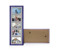 Alison Kingsgate Purple 26x8 Photo frames for multiple pictures - 5 Apertures Collage Frame with Silver Mount - Holds (5x) 6x4 Photos - Engineered Wood & Perspex
