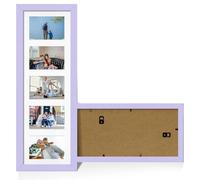 Alison Kingsgate Purple 26x8 Photo frames for multiple pictures - 5 Apertures Collage Frame with White Mount - Holds (5x) 6x4 Photos - Engineered Wood & Perspex