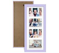 Alison Kingsgate Purple 50x20cm Photo frames for multiple pictures -4 Apertures Collage Frame with White Mount - Holds (4x) 6x4 Photos - Engineered Wood & Perspex