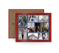 Alison Kingsgate Red 20x16 Photo frames for multiple pictures - Collage Frame for 9 Pictures with Blue Mount - Holds (2x) 7x5 & (7x) 6x4 Photos - Engineered Wood & Perspex