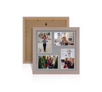 Alison Kingsgate Rose Gold 12x12 Photo frames for multiple pictures -4 Apertures Collage Frame with Mid Grey Mount - Holds (4x) 6x4 Photos - Engineered Wood & Perspex