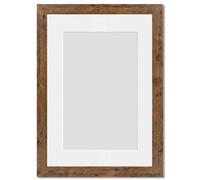 Alison Kingsgate Rustic Oak 10x8 Frame With Mount For 8x6 Size (15.24 x 20.32cm) - Modern Design Rustic Oak 10x8 Picture Frame With Mount with Safe Perspex Front & Wall Hanging Hooks - Handmade Frames