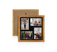 Alison Kingsgate Rustic Oak 12x12 Photo frames for multiple pictures -4 Apertures Collage Frame with Black Mount - Holds (4x) 6x4 Photos - Engineered Wood & Perspex