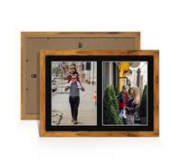 Alison Kingsgate Rustic Oak 20x14 Photo frames for multiple pictures -2 Apertures Collage Frame with Black Mount - Holds (2x) A4 Photos - Engineered Wood & Perspex