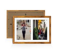 Alison Kingsgate Rustic Oak 20x14 Photo frames for multiple pictures -2 Apertures Collage Frame with White Mount - Holds (2x) A4 Photos - Engineered Wood & Perspex