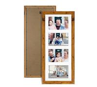 Alison Kingsgate Rustic Oak 50x20cm Photo frames for multiple pictures -4 Apertures Collage Frame with White Mount - Holds (4x) 6x4 Photos - Engineered Wood & Perspex