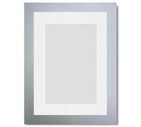 Alison Kingsgate Silver 10x8 Frame With Mount For 8x6 Size (15.24 x 20.32cm) - Modern Design Silver 10x8 Picture Frame With Mount with Safe Perspex Front & Wall Hanging Hooks - Handmade Frames
