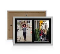 Alison Kingsgate Silver 20x14 Photo frames for multiple pictures -2 Apertures Collage Frame with Black Mount - Holds (2x) A4 Photos - Engineered Wood & Perspex