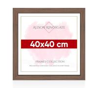 Alison Kingsgate Sleek 40x40CM Picture Frame - Engineered Wood with Shatterproof Perspex Front -Perfect for Photos, Posters, Certificates -Suitable for Wall Mount or Tabletop Display - Walnut