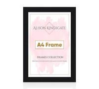 Alison Kingsgate Sleek A4 Picture Frame - Engineered Wood with Shatterproof Perspex Front - Perfect for Photos, Posters, Certificates - Suitable for Wall Mount or Tabletop Display - BLACK