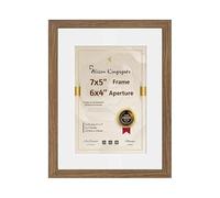 Alison Kingsgate Sleek Oak 7x5 Frame With Mount For 6x4 Size (15.24 x 10.16cm) - Thin Design Oak 7x5 Picture Frame With Mount with Safe Perspex Front & Wall Hanging Hooks - Handmade Frames
