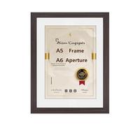 Alison Kingsgate Sleek Walnut A5 Frame With Mount For A6 Size (10.5 X 14.8cm) - Thin Design Walnut A5 Picture Frame With Mount with Safe Perspex Front & Wall Hanging Hooks - Handmade Frames