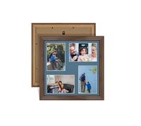 Alison Kingsgate Walnut 12x12 Photo frames for multiple pictures - 4 Apertures Collage Frame with Pompadour Mount - Holds (4x) 6x4 Photos - Engineered Wood & Perspex