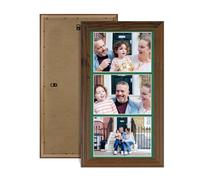 Alison Kingsgate Walnut 16x8 Photo frames for multiple pictures- 3 Apertures Collage Frame with Emerald Mount - Holds (3x) 7x5 Photos - Engineered Wood & Perspex