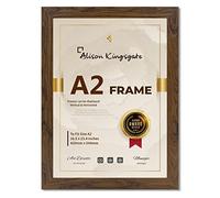 Alison Kingsgate Walnut A2 Picture Frame - 42 x 59.4cm With Safe Perspex Front & Wall Mounting - Photo and Poster Frame