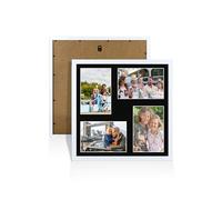 Alison Kingsgate White 12x12 Photo frames for multiple pictures - 4 Apertures Collage Frame with Black Mount - Holds (4x) 6x4 Photos - Engineered Wood & Perspex