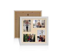Alison Kingsgate White Ash 12x12 Photo frames for multiple pictures -4 Apertures Collage Frame with Ivory Mount - Holds (4x) 6x4 Photos - Engineered Wood & Perspex