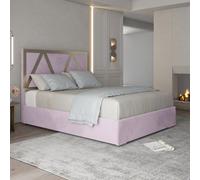Alison Upholstered Soft Velvet Metal Pink Bed Frame