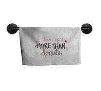alisoso I Love You More,Towel Typography Design with Graphic Donut Sprinkles and Affectionate Phrase Hand Towel for Bathroom W 24" x L 8"