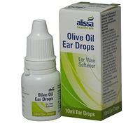 Alissa Olive Oil Ear Wax Drops, 10 x 10ml (0.35oz) Bottles, Softens, Loosens & Aids Removal of Stubborn Earwax Build Up, Natural Cleaning Eardrops
