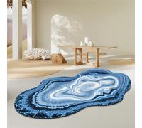 ALISSE Irregular Shaped Oval Area Rug Blue Gradient Soft Non-Slip Abstract Rugs Wave Shape Print Rugs for Living Room Bedroom Dining Room Decor Washable Floor Carpet (Size : 80 * 120cm)