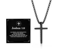 Alissl 1:9 Cross Necklace 316L Stainless Steel Pendant Chain Bible Verse Religious Christian inspirational Gift for Prayer First Communion Confirmation Christmas, S, Stainless Steel, No Gemstone