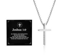 Alissl 1:9 Cross Necklace 316L Stainless Steel Pendant Chain Bible Verse Religious Christian inspirational Gift for Prayer First Communion Confirmation Christmas, S, Stainless Steel, No Gemstone