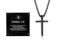Alissl 1:9 Cross Necklace 316L Stainless Steel Pendant Chain Bible Verse Religious Christian inspirational Gift for Prayer First Communion Confirmation Christmas, S, Stainless Steel, No Gemstone