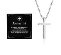 Alissl 1:9 Cross Necklace 316L Stainless Steel Pendant Chain Bible Verse Religious Christian inspirational Gift for Prayer First Communion Confirmation Christmas, S, Stainless Steel, No Gemstone