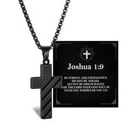 Alissl American Flag Cross Necklace for Men, 17+2 Inch 316L Stainless Steel Chain Pendant - Bible Verse Christian Religious Inspirational Jewelry Gift for Him Men Grandson Son, Middle, Stainless Steel