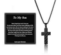 Alissl American Flag Cross Necklace for Men, 17+2 Inch 316L Stainless Steel Chain Pendant - Bible Verse Christian Religious Inspirational Jewelry Gift for Him Men Grandson Son, Middle, Stainless Steel