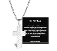 Alissl American Flag Cross Necklace for Men, 17+2 Inch 316L Stainless Steel Chain Pendant - Bible Verse Christian Religious Inspirational Jewelry Gift for Him Men Grandson Son, Middle, Stainless Steel