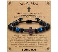 Alissl Baseball Cross Bracelet for Boys, Blue/Gold/Yellow Tiger Eye Natural Stone Bracelet Adjustable, Baseball Gifts for Boys Son Grandson Graduation Gifts for Teens, 6-10In, Stone, tiger eye