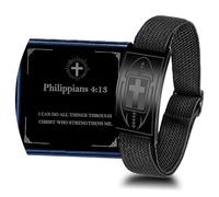 Alissl Baseball/Football/Soccer/Basketball Cross Bracelet Gifts Elastic Strap Stainless Steel Adjustable Bible Verse Bracelets Baptism Christian Jewelry Graduation Gifts, Basketball, Stainless Steel