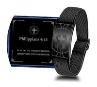 Alissl Baseball/Football/Soccer/Basketball Cross Bracelet Gifts Elastic Strap Stainless Steel Adjustable Bible Verse Bracelets Baptism Christian Jewelry Graduation Gifts, Baseball, Stainless Steel, no