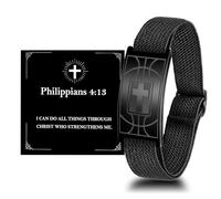 Alissl Baseball/Football/Soccer/Basketball Cross Bracelet Gifts Elastic Strap Stainless Steel Adjustable Bible Verse Bracelets Baptism Christian Jewelry Graduation Gifts, Soccer, Stainless Steel, no