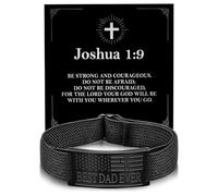 Alissl BEST DAD EVER Bracelet for Men, Christian Gifts for Dad Engraved Bible Verse Scripture Adjustable Stretch Stainless Steel Religious Bracelet Fathers Day Birthday Gift for Dad from Daughter