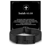 Alissl BEST DAD EVER Bracelet for Men, Christian Gifts for Dad Engraved Bible Verse Scripture Adjustable Stretch Stainless Steel Religious Bracelet Fathers Day Birthday Gift for Dad from Daughter