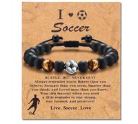 Alissl Bracelet for Boy, Soccer Football Basketball Baseball Gifts Bracelet Brings Health Safety and Happiness as Birthday Graduation for Kids Son Grandson, 6-10In, Stone