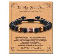 Alissl Bracelet for Boy, Soccer Football Basketball Baseball Gifts Bracelet Brings Health Safety and Happiness as Birthday Graduation for Kids Son Grandson, 6-10In, Stone