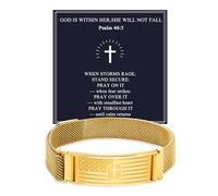 Alissl Christian Bracelet for Women Cross Jewelry with Bible Verse Inspirational Faith Religious Prayer Scripture Gift for Baptism Communion Church, M, Stainless Steel, no gemstone