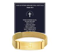 Alissl Christian Bracelet for Women Cross Jewelry with Bible Verse Inspirational Faith Religious Prayer Scripture Gift for Baptism Communion Church, M, Stainless Steel, no gemstone