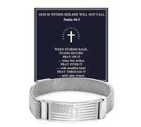 Alissl Christian Bracelet for Women Cross Jewelry with Bible Verse Inspirational Faith Religious Prayer Scripture Gift for Baptism Communion Church, M, Stainless Steel, no gemstone