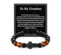 Alissl Christian Cross Bracelet Faith Jewelry Gift for Students & Young Professionals Men with Scripture Card for Son Grandson, Adjustable, no gemstone