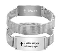 Alissl Cross Bible Verse Bracelet for Men, Stainless Steel Adjustable Christian Faith Link Bracelet Encouragement Gift, One size, no gemstone